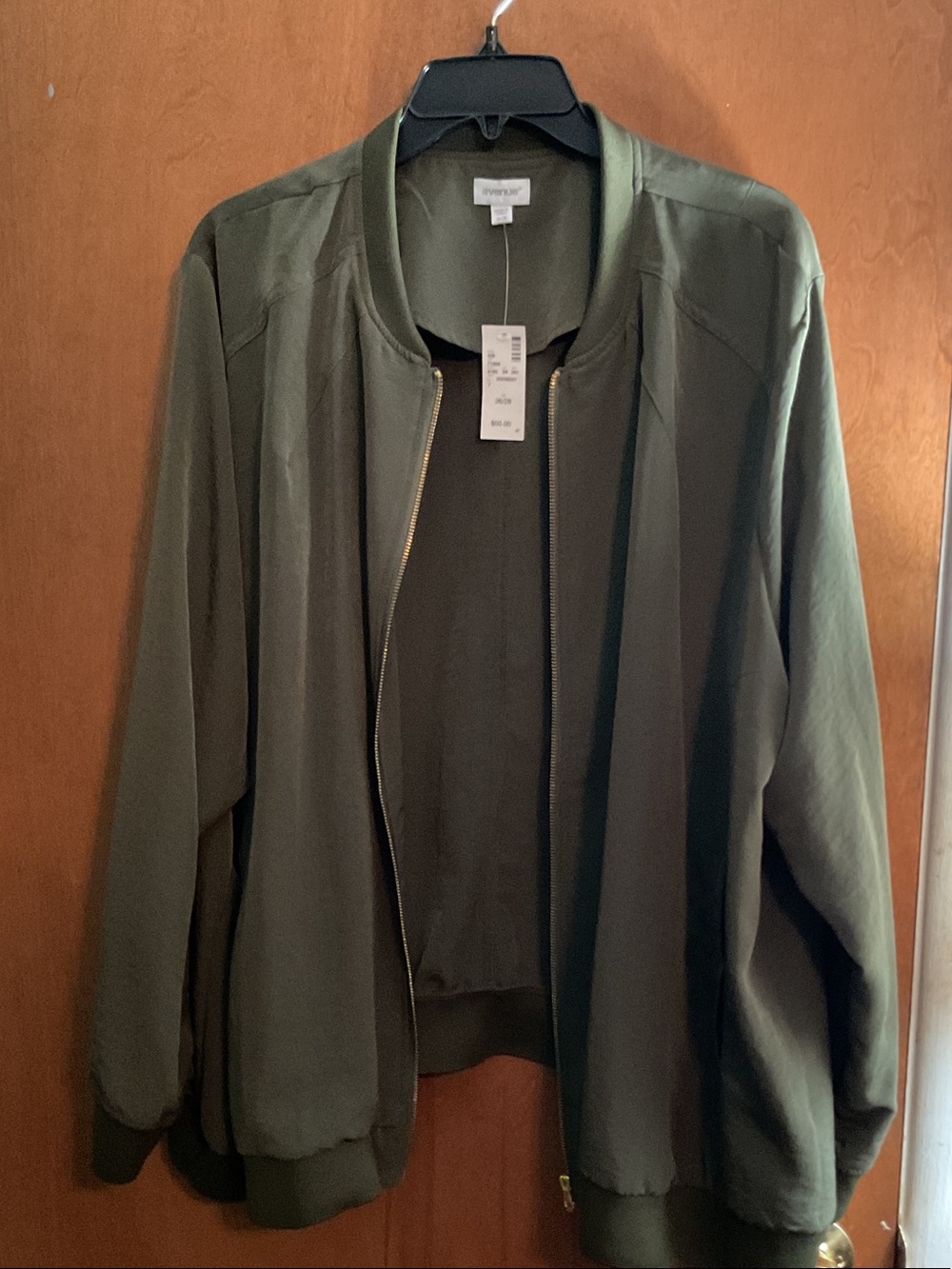 Everlane Olive Bomber Jacket with Gold Zipper